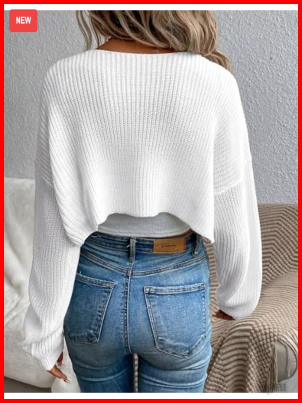 Long Sleeve Cropped Bolero Shrug Cardigan Open Front Knit - Picture 3 of 7